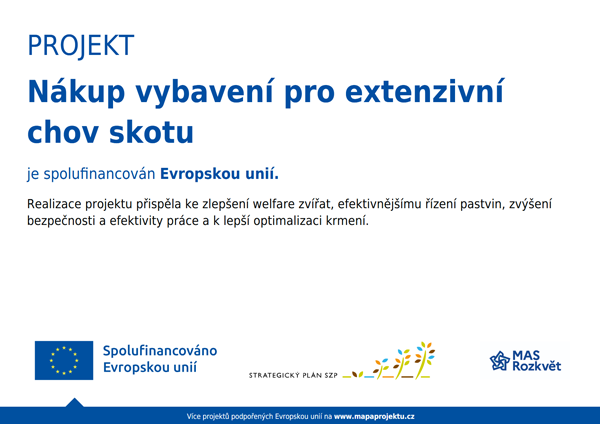 Nákup vybavení pro extenzivní chov skotu